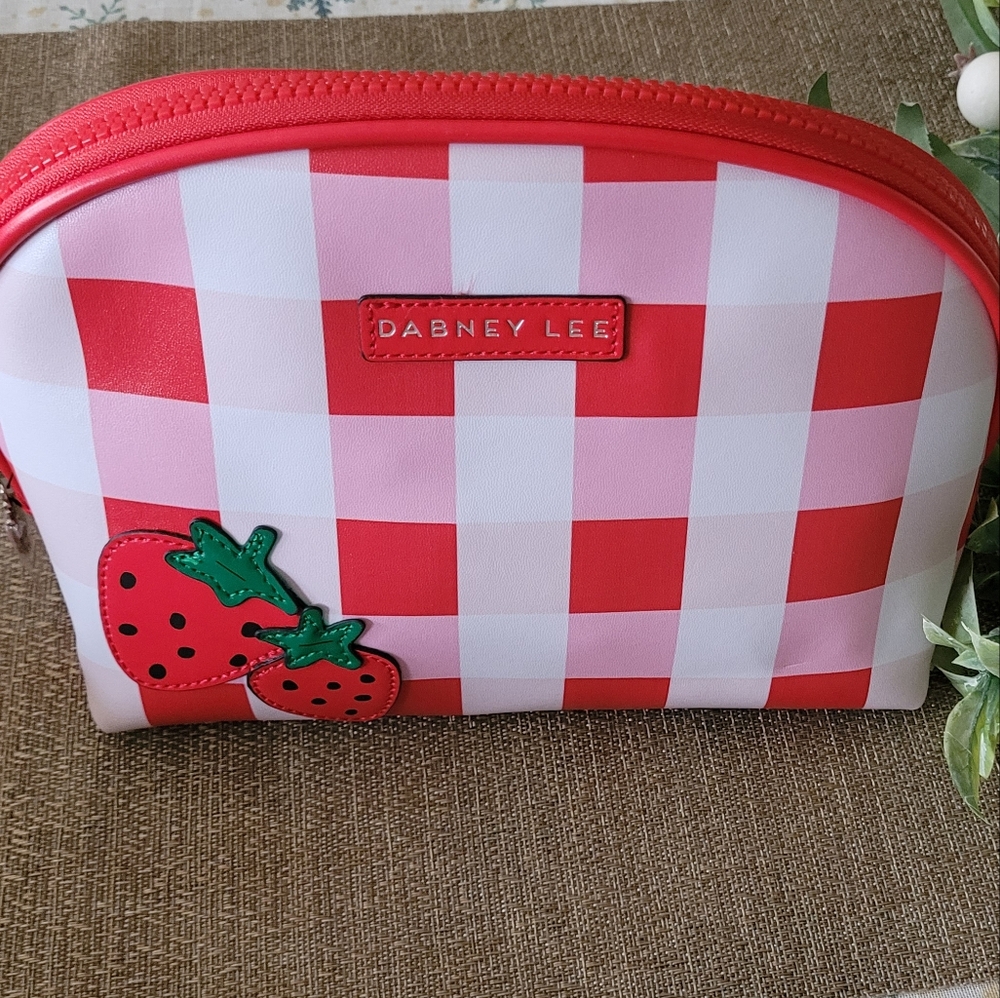 Dabney Lee Red Checkered Cosmetic Bag
